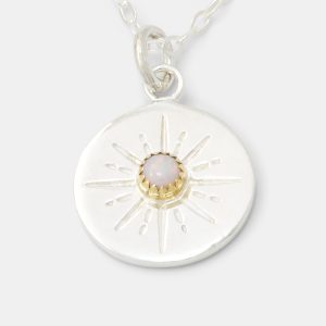 Starburst Amulet & Opal Silver Pendant Necklace