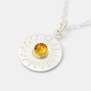 Sunburst Silver, Gold & Citrine Amulet Necklace